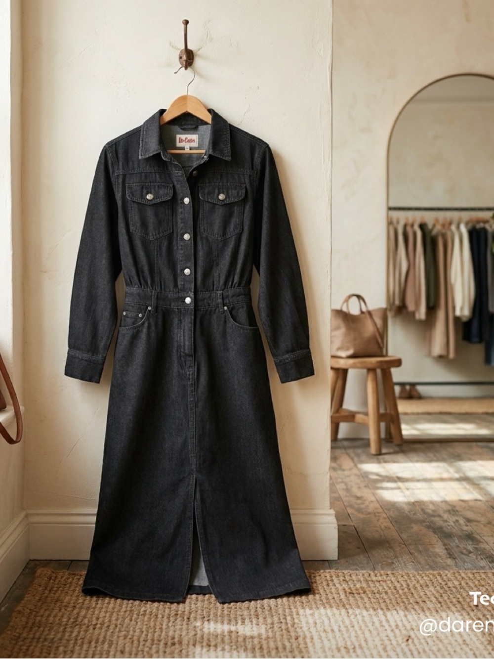 Scoop Jeans Black Long-Sleeve Denim Shirt Dress